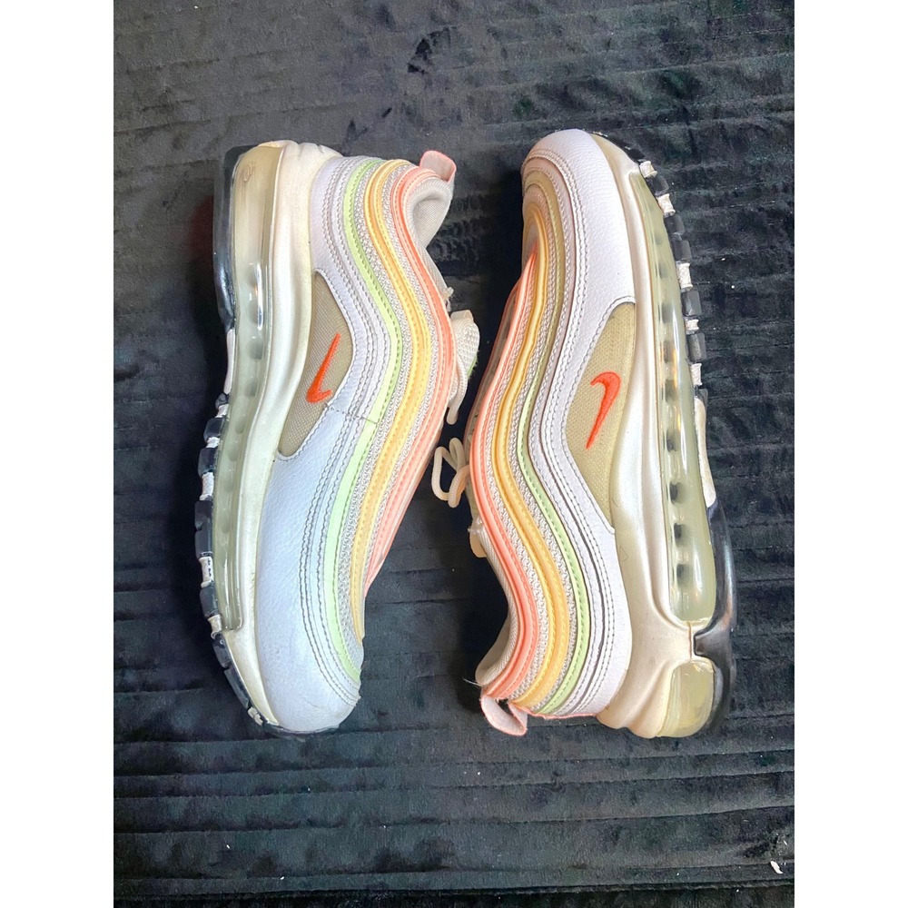 Nike Air Max 97 Summit White Orange Volt Sneakers CZ6087-100 Sz 7.5